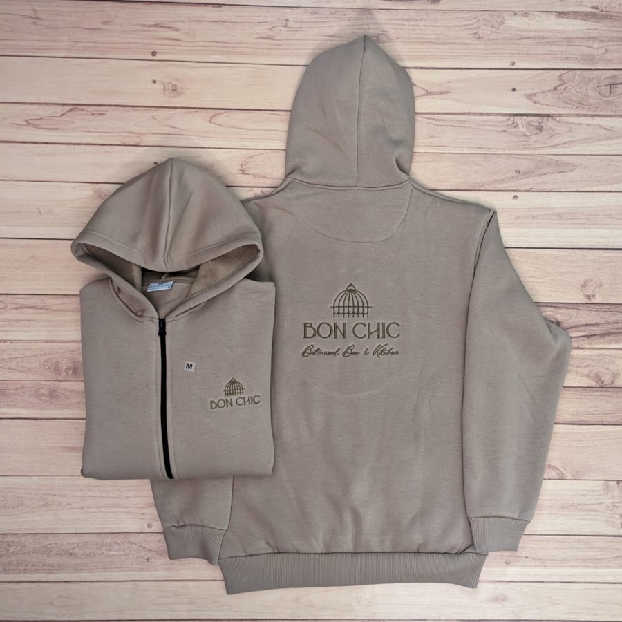 Custom embroidered hoodies in three colourways made for Bon Chic, Amritsar, by RestroCart