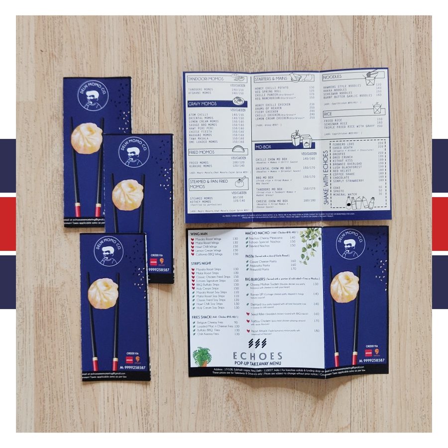 Custom printed menus made for Echoes cafe by RestroCart