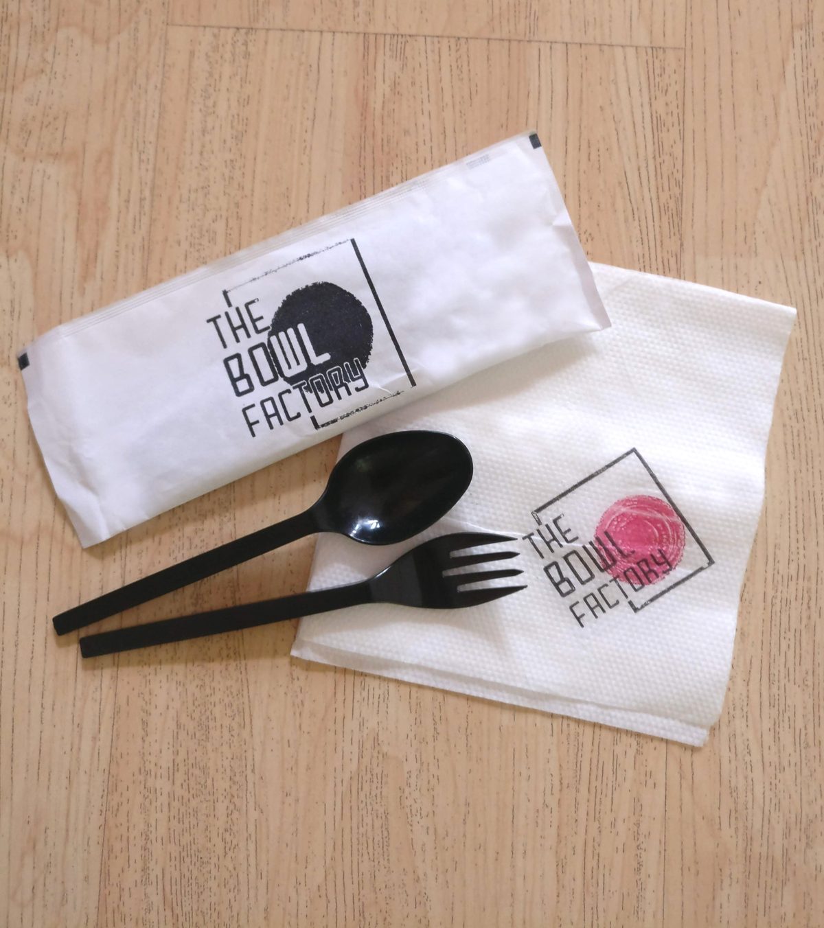 Printed tea towel and cutlery kit